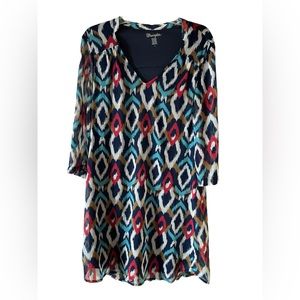 Wrangler Western Dress 3/4 Sleeve Printed Colorful, L